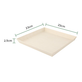 Plato de Madera Cuadrado 23x23x2,5cm 1250ml (25 Uds)