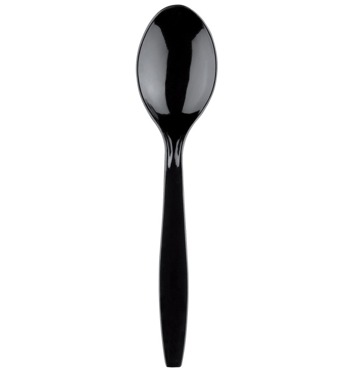Cuchara de Plastico Premium PS Negro 190mm (50 Uds)