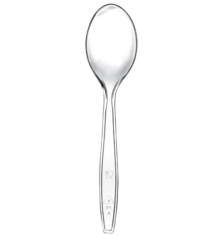 Cuchara de Plastico Premium PS Transparente 190mm (50 Uds)