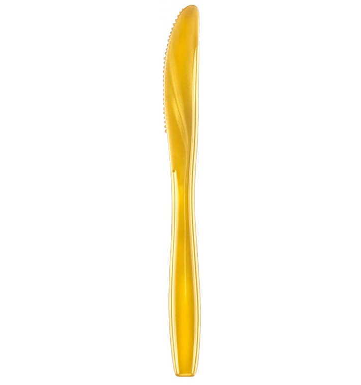 Cuchillo de Plastico PS Premium Oro 190mm (1000 Uds)