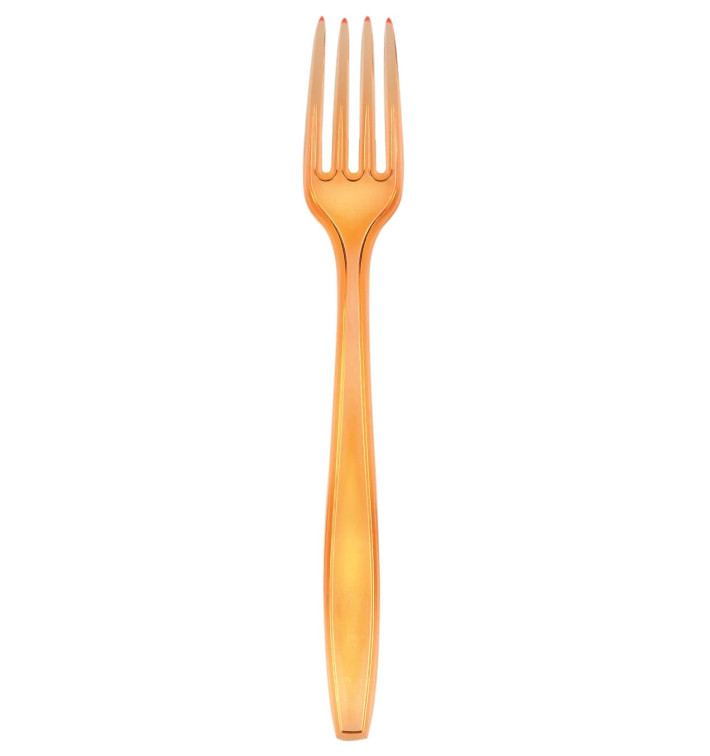 Tenedor de Plastico PS Premium Naranja 190mm (50 Uds)