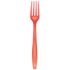 Tenedor de Plastico PS Premium Rojo 190mm (50 Uds)