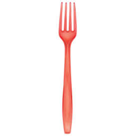 Tenedor de Plastico PS Premium Rojo 190mm (50 Uds)