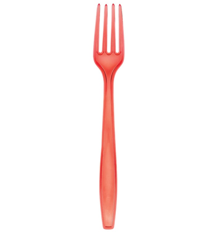 Tenedor de Plastico PS Premium Rojo190mm (1000 Uds)