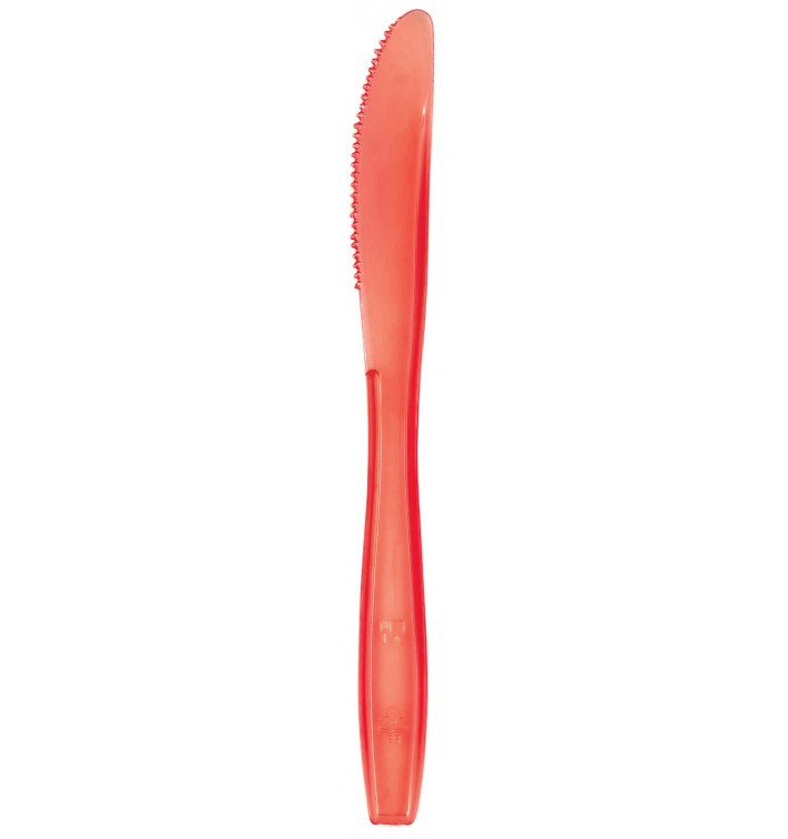 Cuchillo de Plastico PS Premium Rojo 190mm (50 Uds)