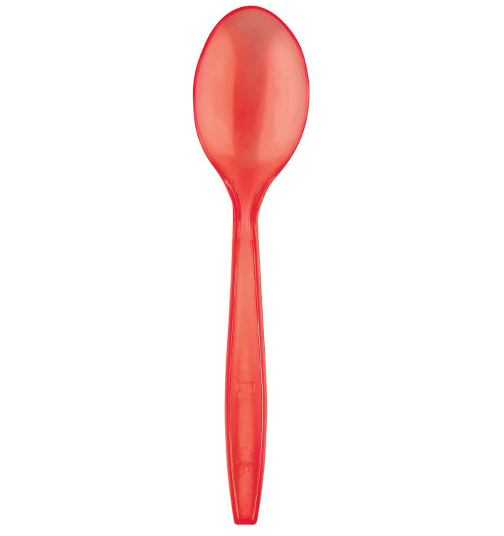 Cuchara de Plastico PS Premium Rojo 190mm (50 Uds)