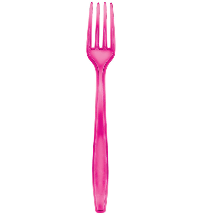 Tenedor de Plastico PS Premium Fucsia 190mm (1000 Uds)