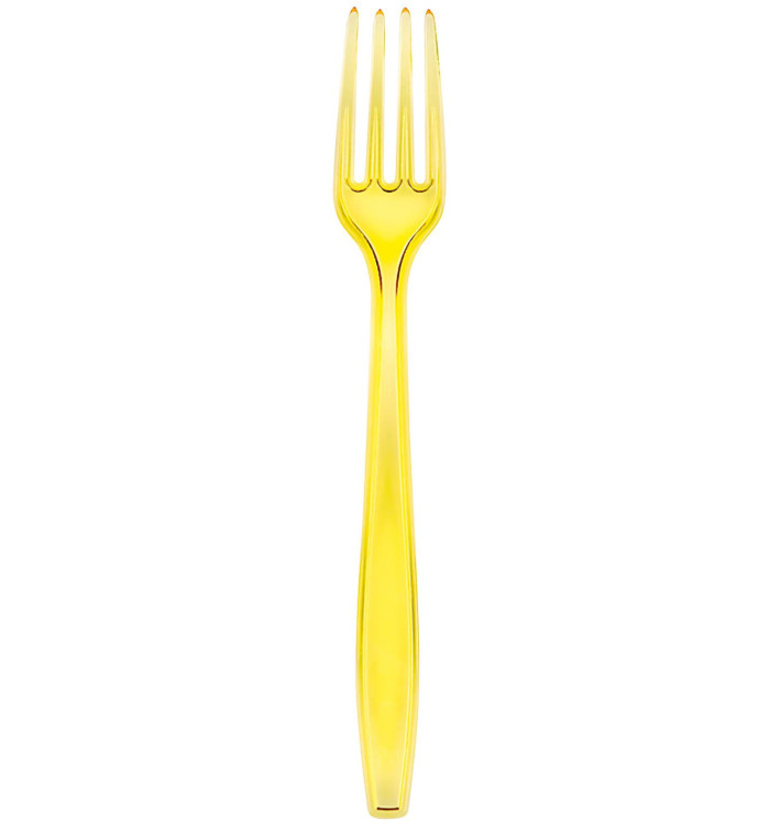 Tenedor de Plastico PS Premium Amarillo 190mm (1000 Uds)