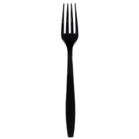 Tenedor de Plastico Premium PS Negro 190mm (50 Uds)