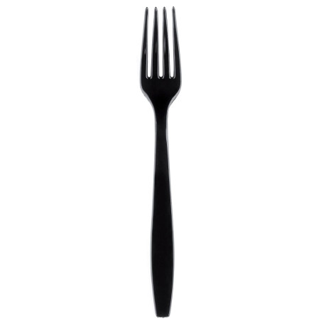 Tenedor de Plástico Premium PS Negro 190mm (50 Uds)