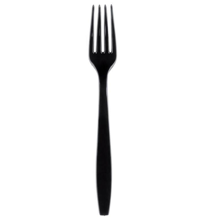 Tenedor de Plastico Premium PS Negro 190mm (1000 Uds)