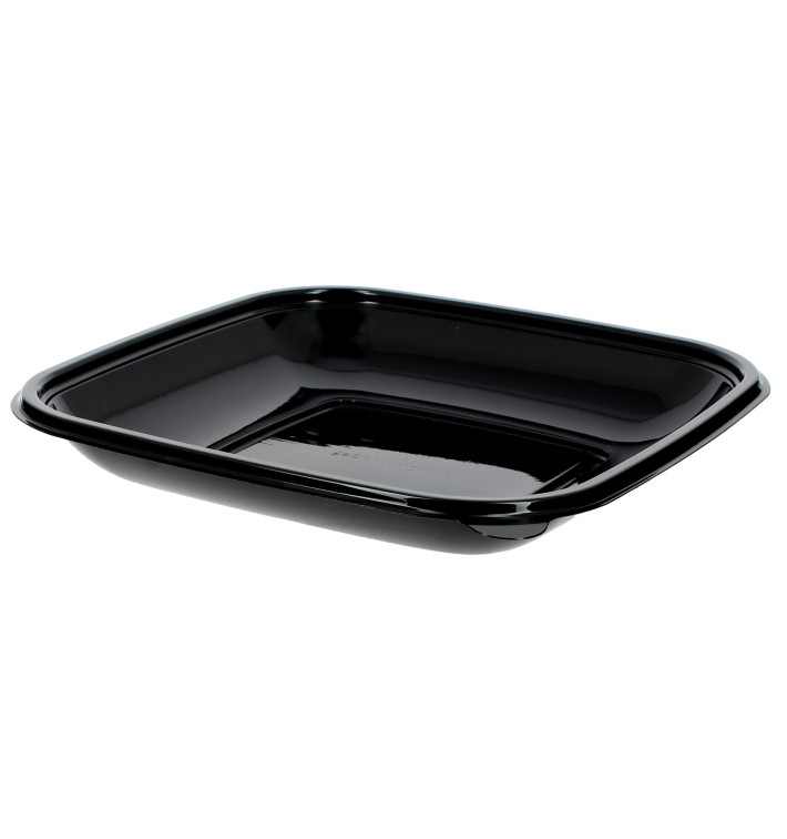 Bol de Plástico Negro PET 500ml 190x190x30mm (50 Uds)