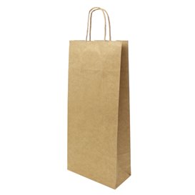 Bolsa Papel Kraft para Botellas Asas 18+8x39cm (50 Uds)