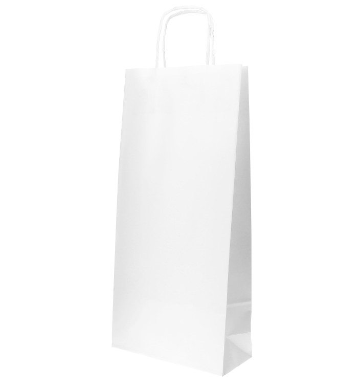 Bolsa Papel Blanca para Botellas Asas 18+8x39cm (50 Uds) Bolsa Papel Blanca para Botellas Asas 18+8x39cm (50 Uds)