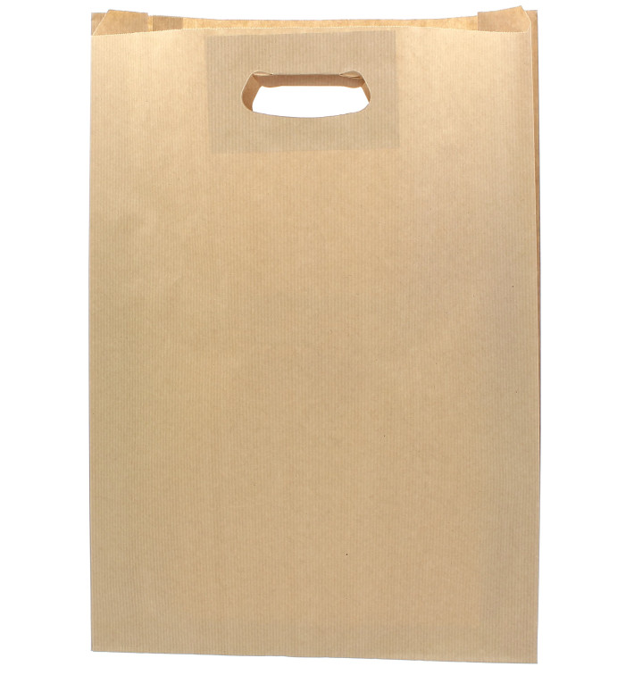 Bolsa Papel Kraft Asas Troqueladas 70g 31+8x42cm (50 Uds)