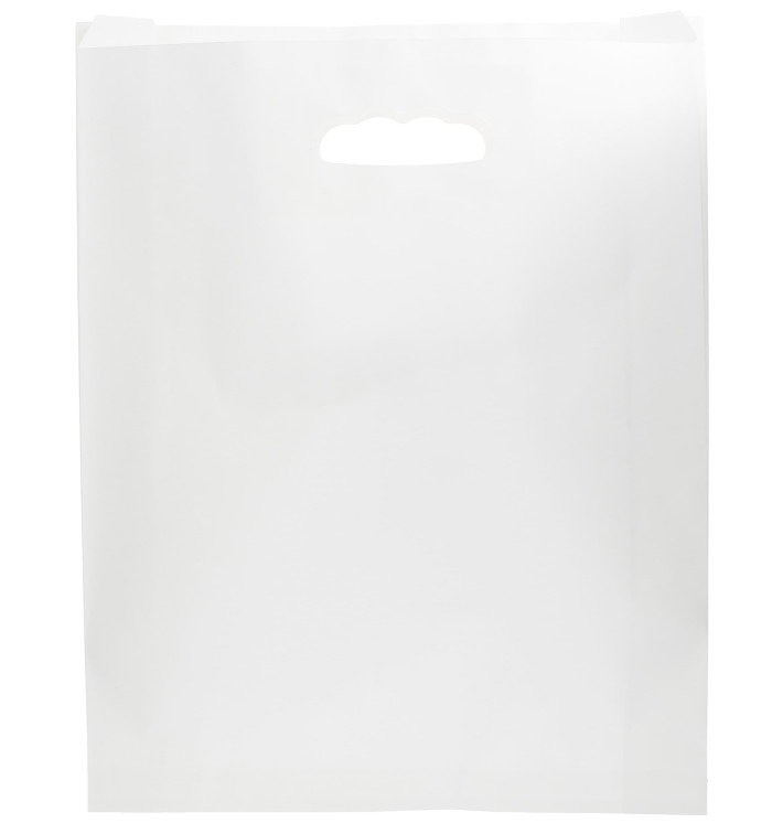 Bolsa Papel Blanco Asas Troqueladas 70g 41+10x42cm (50 Uds)