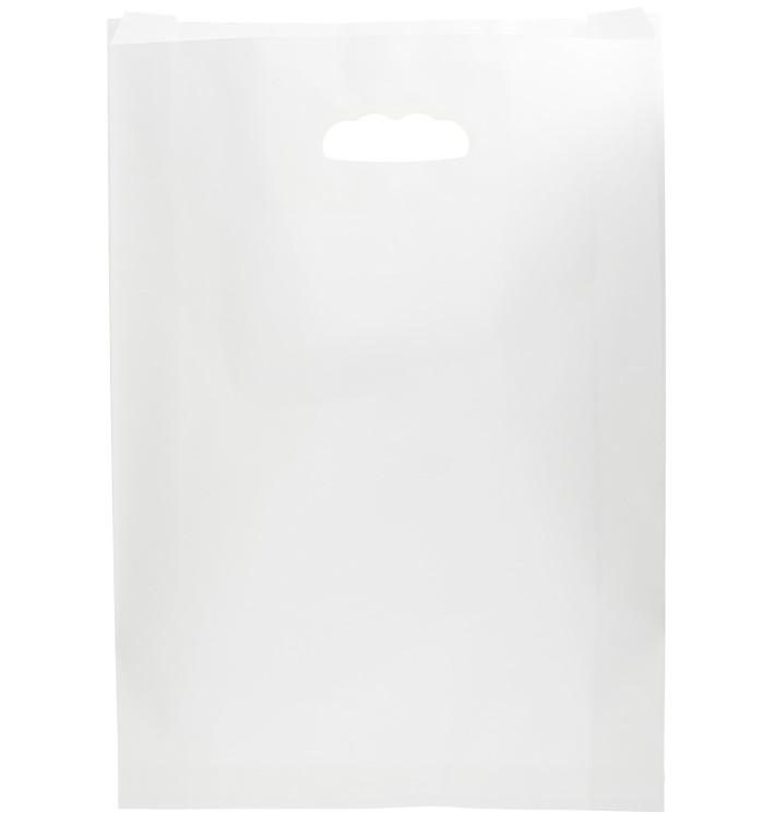 Bolsa Papel Blanco Asas Troqueladas 70g 31+8x42cm (50 Uds)