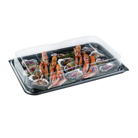 Bandeja Plastico Negra con Tapa PET 55x37cm (5 Uds)