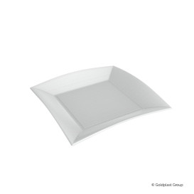 Plato Cuadrado Caña de Azucar Nice Blanco 230x230mm (50 Uds)