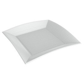 Plato Cuadrado Caña de Azucar Nice Blanco 230x230mm (50 Uds)