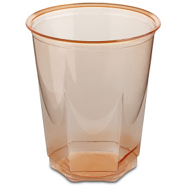 Vaso Plastico Hexagonal PS Cristal Naranja 250ml (250 Uds)