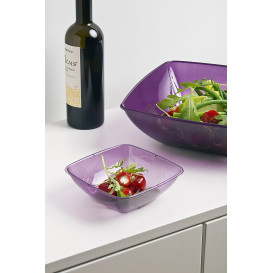 Bol de Plastico Cuadrado Berenjena 14x14cm (4 Uds)