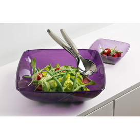 Bol de Plastico Cuadrado Berenjena 28x28cm (20 Uds)