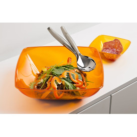 Bol de Plastico Cuadrado Naranja 28x28cm (20 Uds)