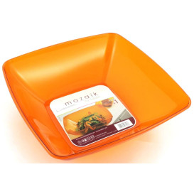 Bol de Plastico Cuadrado Naranja 28x28cm (1 Uds)