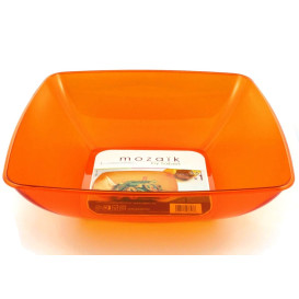 Bol de Plastico Cuadrado Naranja 28x28cm (1 Uds)
