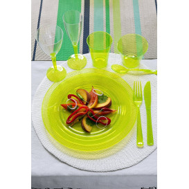 Plato Plastico Redondo Extra Rigido Verde 19cm (120 Uds)