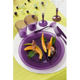Plato Plastico Redondo Extra Rigido Berenjena 19cm (10 Uds)