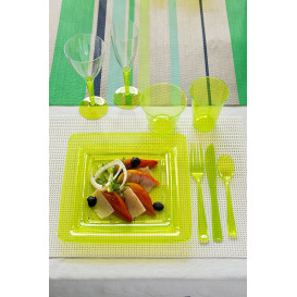 Plato Plastico Cuadrado Extra Rigido Verde 22,5x22,5cm (6 Uds)