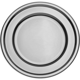 Plato de Plastico PET Redondo Plata Ø18,5cm (180 Uds)