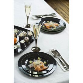 Plato Plastico Extra Rigido Negro 15cm (200 Uds)