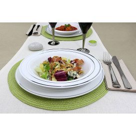 Plato Reutilizable PS Extra Rigido con Ribete Plata 26cm (20 Uds)