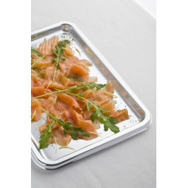 Bandeja Plastico Rectangular Plata 35X24 cm (5 Uds)