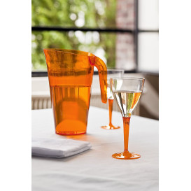 Copa de Plastico Vino Pie Naranja 130ml (6 Uds)