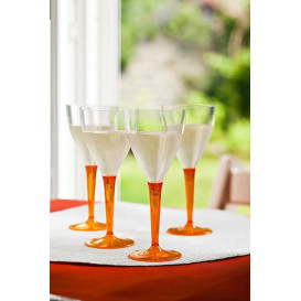 Copa de Plastico Vino Pie Naranja 130ml (6 Uds)