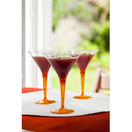 Copa de Plastico Cocktail Pie Naranja 100 ml (6 Uds)
