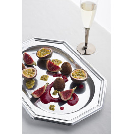 Bandeja de Plastico Octogonal Plata 36x24 cm (5 Uds)