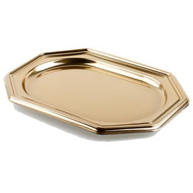 Bandeja de Plastico Octogonal Oro 46X30 cm (5 Uds)