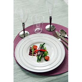 Plato Plastico Extra Rigido con Ribete Plata 26cm (20 Uds)