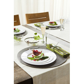 Plato Plastico Extra Rigido con Ribete Plata 26cm (200 Uds)