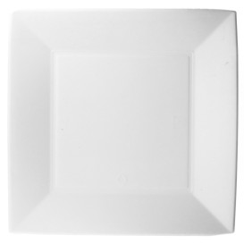 Plato Cuadrado Caña Azucar Nice Blanco 230x230mm (50 Uds)