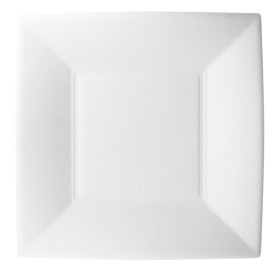 Plato Cuadrado Caña Azucar Nice Blanco 180x180mm (50 Uds)