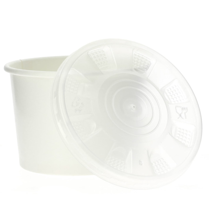 Tarrina de Cartón Blanco con Tapa PP 250ml (250 Uds)