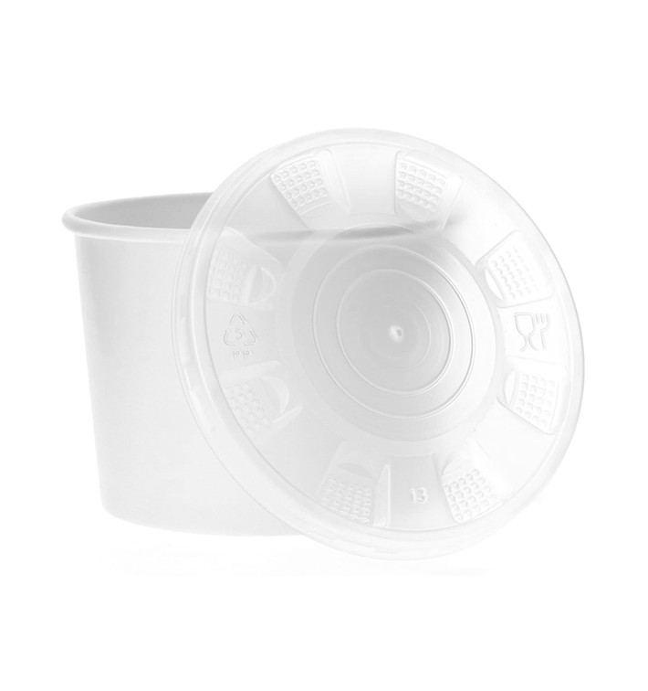 Tarrina de Cartón Blanco con Tapa PP 350ml (50 Uds)