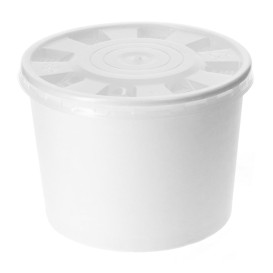 Tarrina de Cartón Blanco con Tapa PP 350ml (50 Uds)