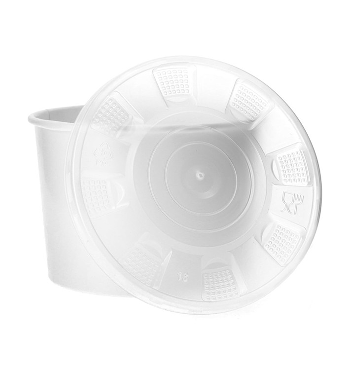 Tarrina de Cartón Blanco con Tapa PP 488ml (25 Uds)